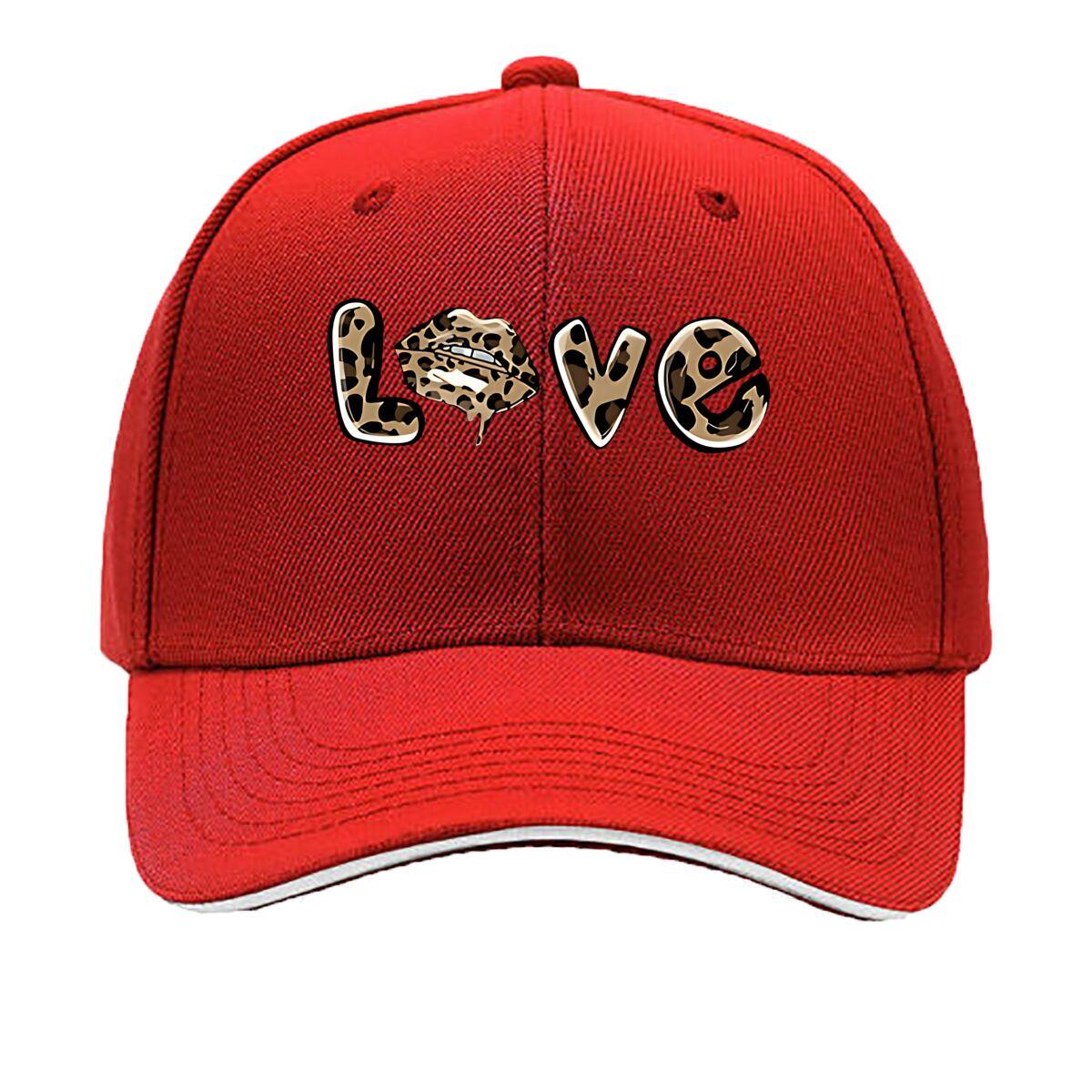 Leopard Print Love Lips Decorative Sticker Hip Hop hat Fashion Outdoor Sports Sandwich Baseball Cap One Size