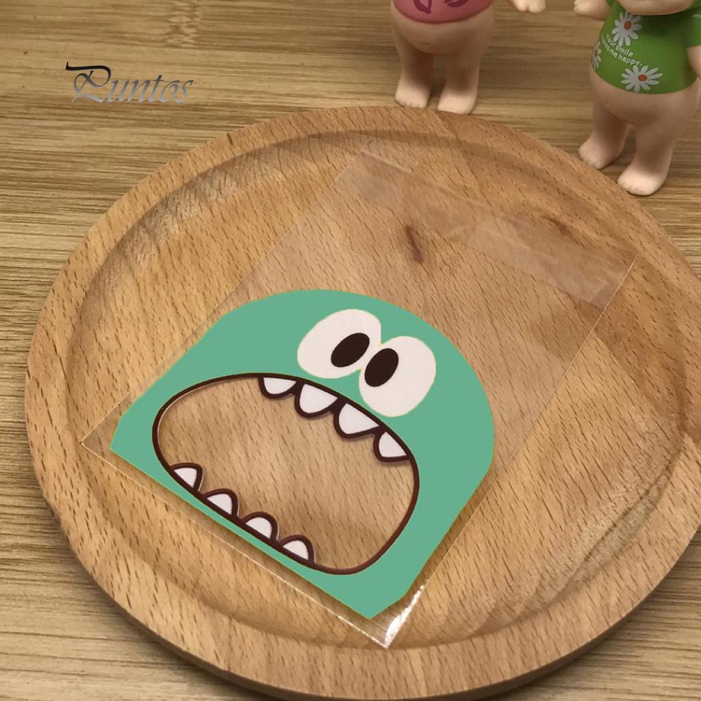 100Pcs Cartoon Print Cookie Candy Biscuit Bags Self-adhesive Gift Bag