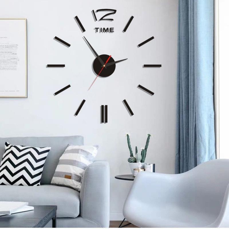 Nordic Minimalist Study Bedroom DIY Wall Clock Creative Acrylic Mirror Clock, No Drilling, Silent Wall Sticker Clock