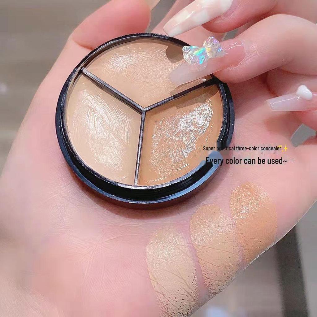 Tri-Color Concealer Palette for Spot Coverage, Acne Marks, Dark Circles, Brightening & Contouring - Perfect for Makeup Artists