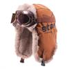 Winter Fleece-lined Aviator Hat With Goggles Retro Pilot Cap Warm Ear Protection Unisex