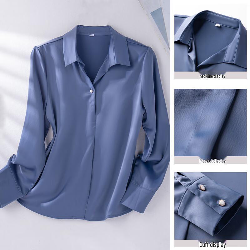 Damen V-Ausschnitt Langarm Chiffon Professionelles Bluse