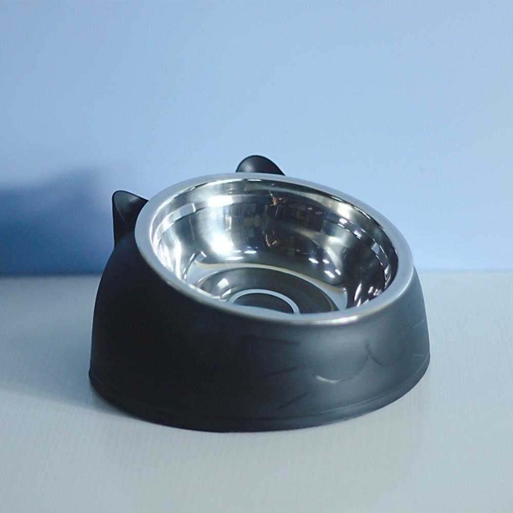 Stainless Steel Cat Bowl Cute Ear Design Elevated Cat Bowl For Drink Feeder 100ml чёрный