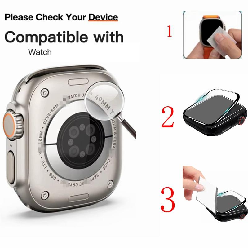 1 cover + 3 Hydrogel Screen Protectors Protector Film For Apple Watch Ultra 44mm 45mm 40mm 41mm 38mm 49mm 42mm 46MM