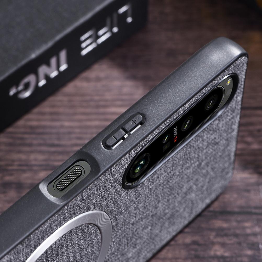 Capa Magnética de Couro Liso Magsafe Para Sony Xperia 1 VII Xperia 10 vi 1 vi 10 V 5 V 1 V 1 IV 5 IV Capa de Tecido para Carregamento Sem Fio