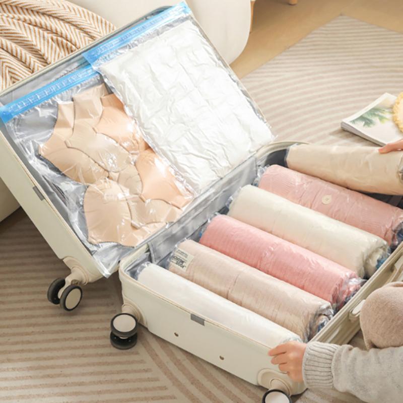 No Need Air Pump Travel Roll-Up Compression Bags Reusable Vacuum Storage Bag Saves 80% Of Storage Space Roll-Up Compression