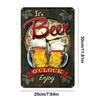 Vintage Metal Beer Clock Sign Rectangular Tin Poster Bar Wall Art 20x30 cm