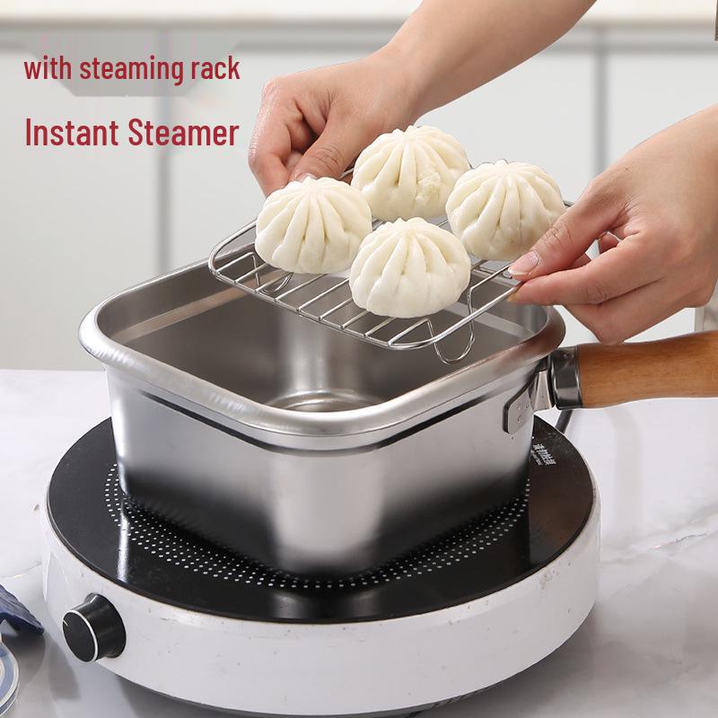 Stainless Steel Multifunctional Cookware: Square Deep Fryer, Milk Steamer, Noodle Pot, Portable Fresh-Keeping Box