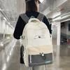 Men Color Contrast Backpack Women Large Capacity Couple Travel Backpack Student Schoolbag