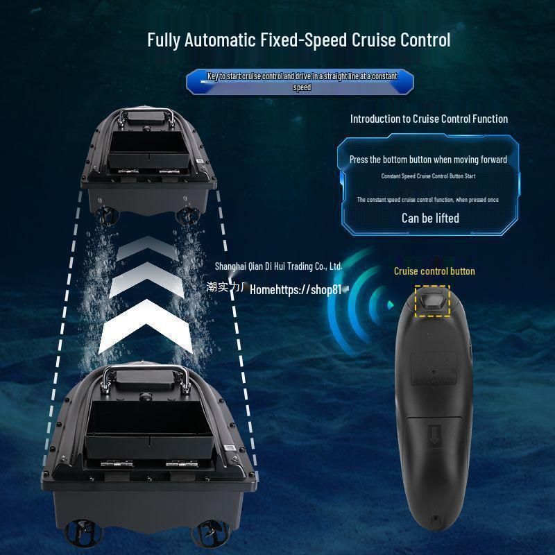 Smart 600m Remote Control High-Power Bait Boat with Constant Speed Cruise & Auto Unhooking Function for Fishing.