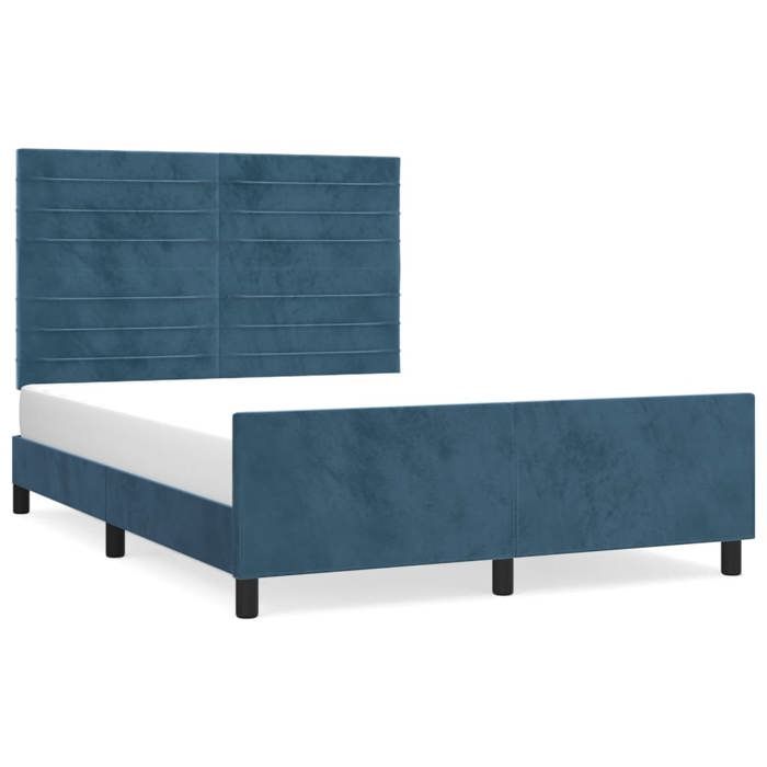VidaXL Bed Frame with Headboard Dark Blue 140x190 Cm Velvet3125816