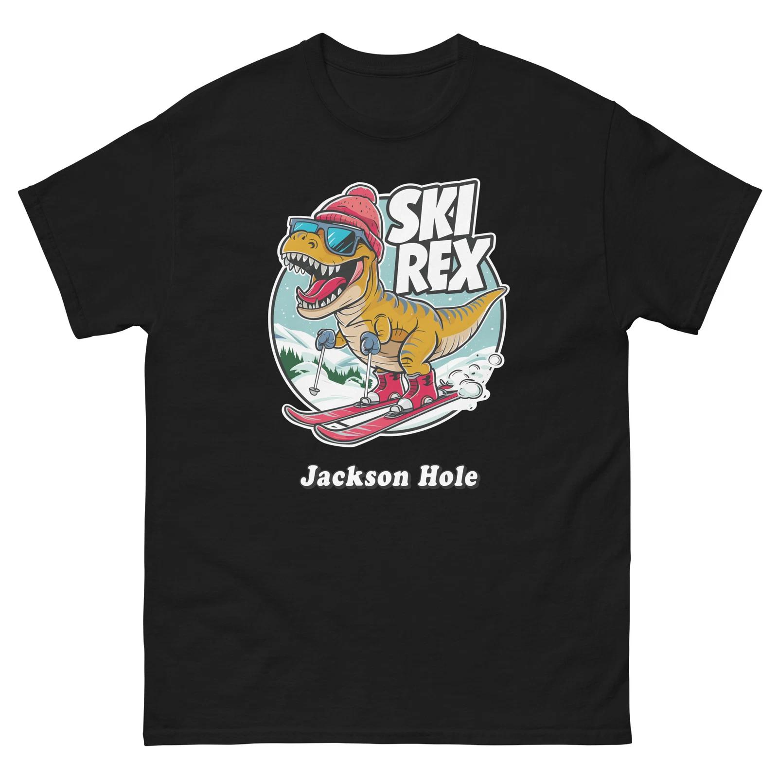 

Jackson Hole Ski Rex Skiing T-Rex Dinosaur Shirt Dino Skier T-Shirt M