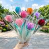 Vara Giratória Buquê de Tulipas Textura de Camurça Flores de Tulipa Artificiais em Limpadores de Cachimbo Flores de Tulipa