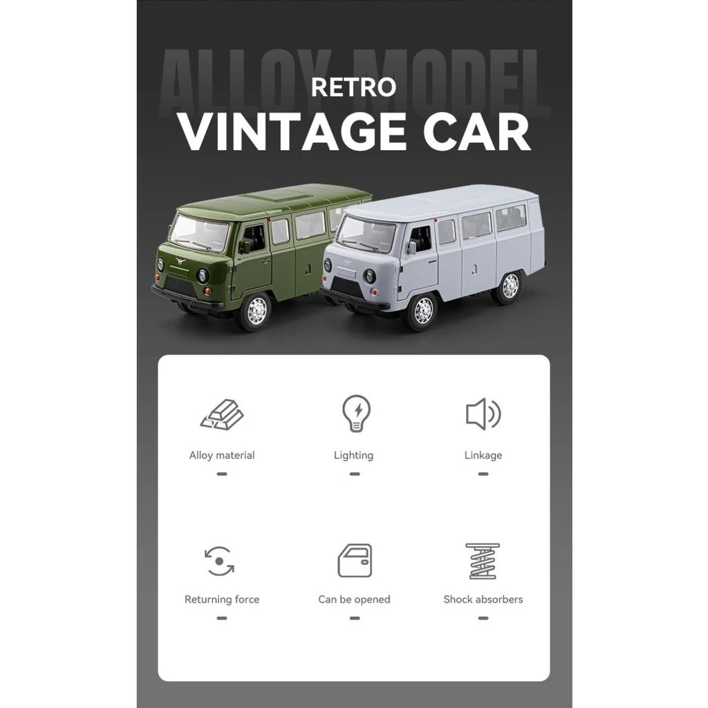 1/18 UAZ Traveler Alloy Van Car Model Diecasts Metal Off-road Vehicles Car Model Simulation Sound Light Collection Kids Toy Gift