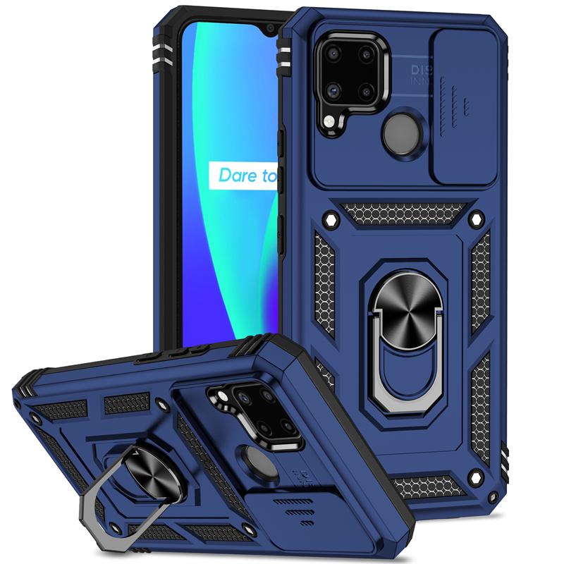 For OPPO Realme C11 C12 C15 Case Shockproof Armor Slide Lens Protect Phone Case For Realme C21Y C 21y C21 Y 25Y Stand Back Cover