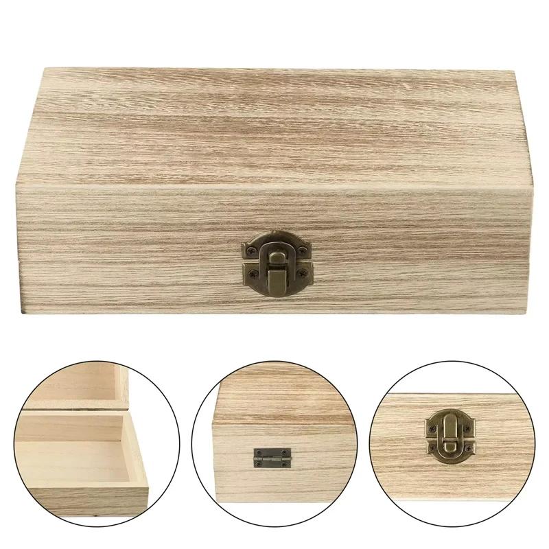 Retro Wooden Jewelry Storage Box Vintage Wooden Box With Lock Rectangular Desktop Organizer For Necklace Bracelet Ring Ornaments
