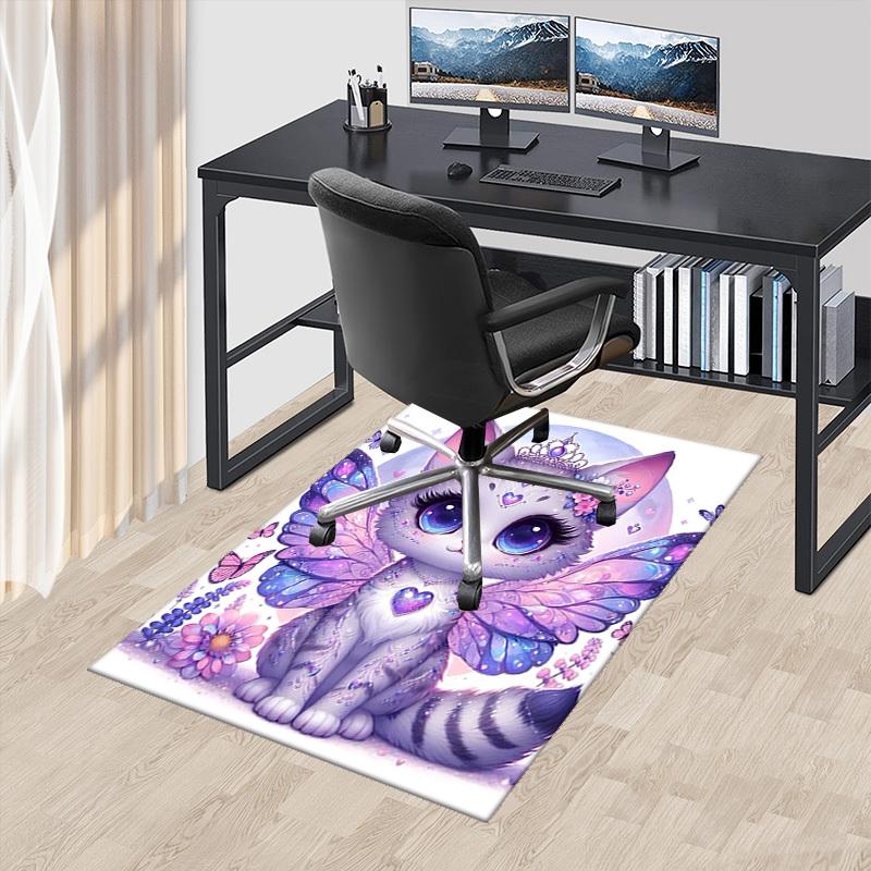 

1pc Anime Fairy Cat Chair Mat - Office Desk Pad with Butterfly Wings and Flowers, Non-Slip Carpet for Home Decor, Suitable for All Seasons, Perfect Gi 60cm by 90cm
