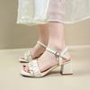 Fashion Shoes Ladies' Slippers Square Heel Slipers Women Soft Block 2025 Slides Scandals Spring Square Heel Female Shoes Womens Slippers