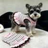 Dog clothes Autumn and winter rainbow striped dress Bigbear cat teddy Pomeranian small dog velvet pet vest