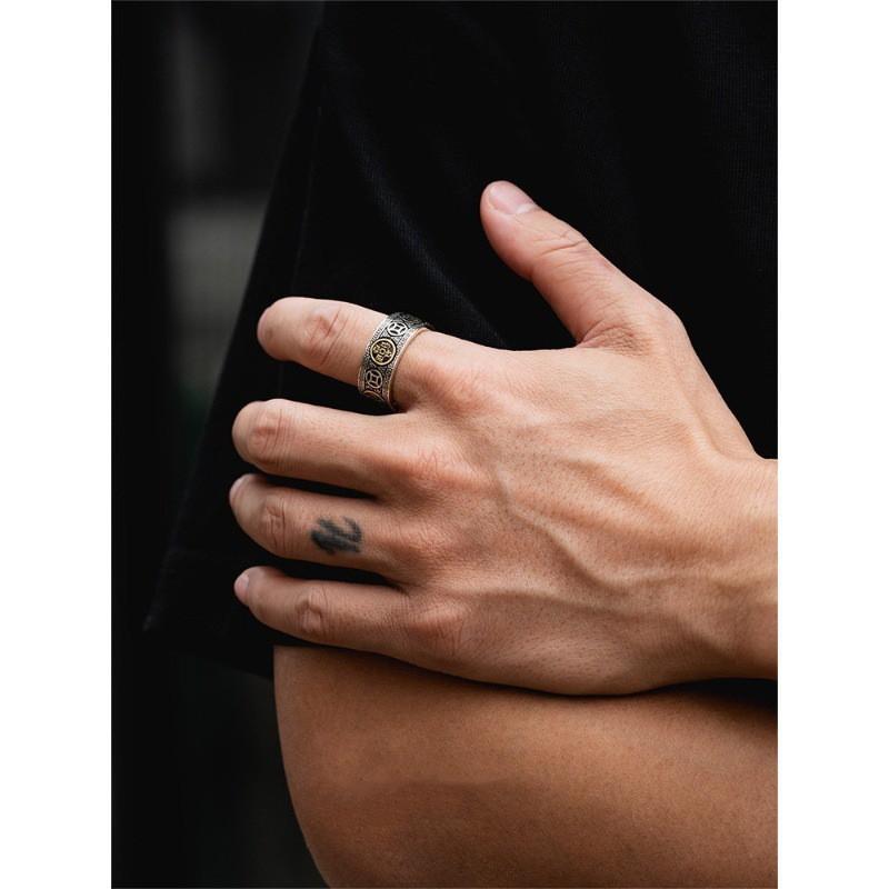 Adjustable Vintage Copper Coin Ring Men Women Retro Open Finger With Ancient Chinese Five Emperors Coins Design