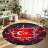 Turkey Football Printed Round Crystal Velvet Rug Soft Non Slip Floor Carpet For Bedroom Holiday Gift