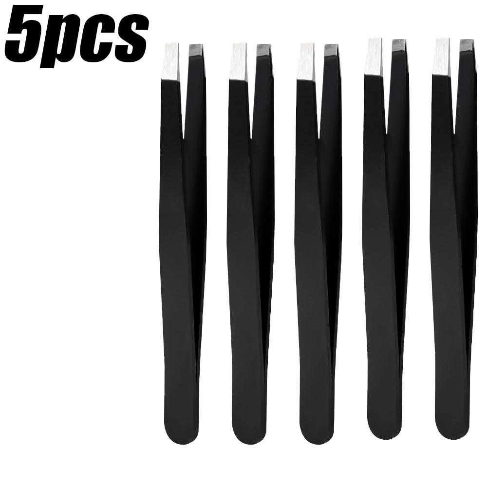 1/10pcs Black Precision Eyebrow Tweezers Stainless Steel Eye Brow Tools Professional Facial Hair Removal Shaping Makeup Tool Kit