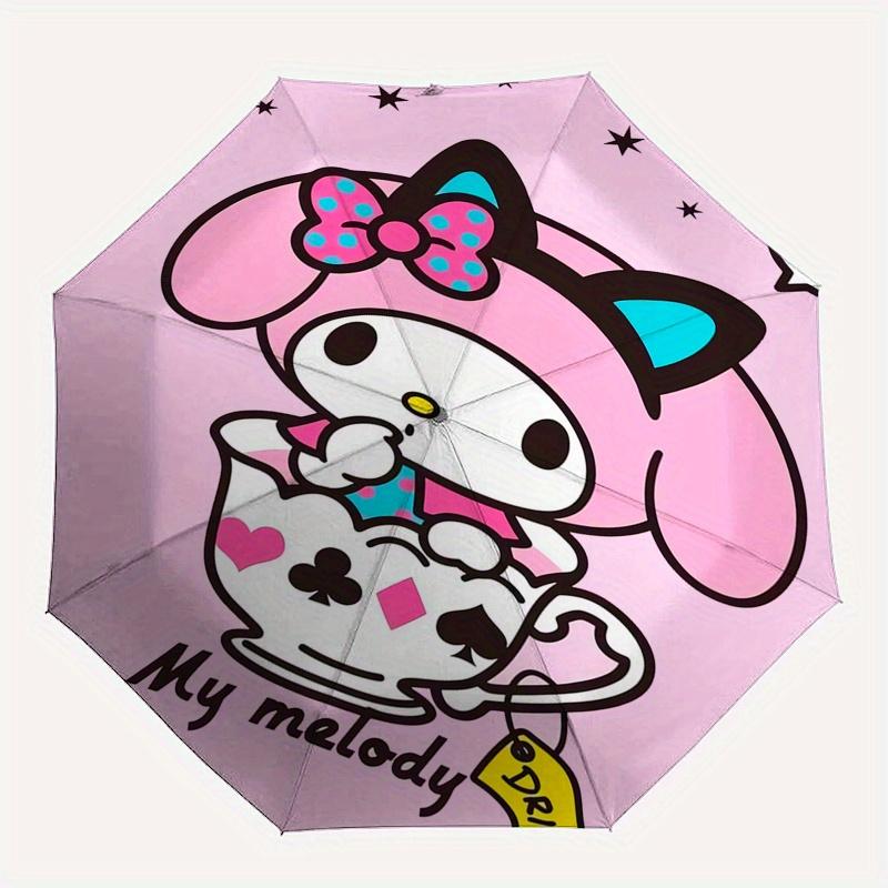 My Melody, Drink Me Automatic Opening and Closing Parasol Compact Travel Umbrella with 8 Ribs for Women and Men Ideal Birthday/Christmas Gif