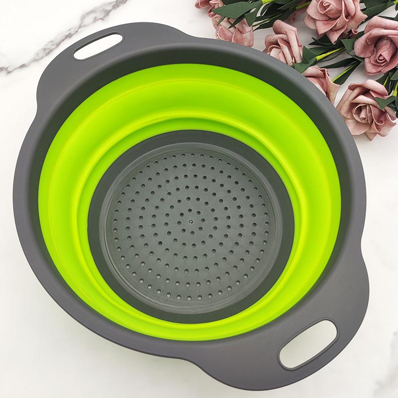 Round Collapsible Colander & Telescopic Fruit Basket with Handle - Vegetable Washing Gadget