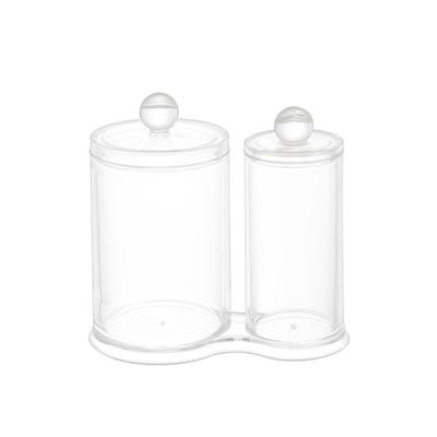 Clear Acrylic Bathroom Organizers Jars Vanity Storage Jars For Cotton Swabs Makeup Supplies And Small Essential Storage