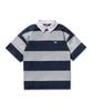 Peullukeu Striped Cut Rugby Collar Long Sleeve Tee Gray Fkt100
