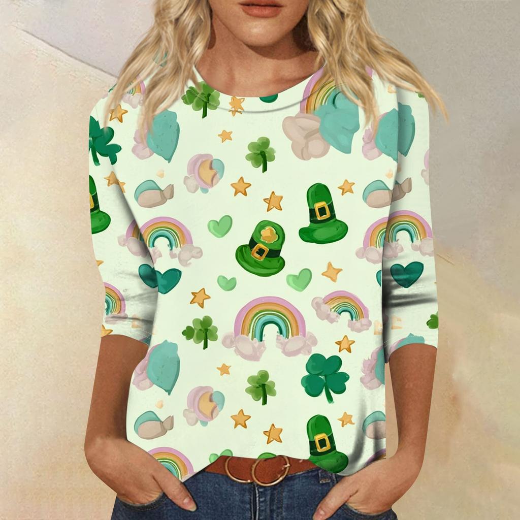 Dámský módní ležérní svetr s kulatým výstřihem a tříčtvrtečním rukávem s potiskem Saint Pao