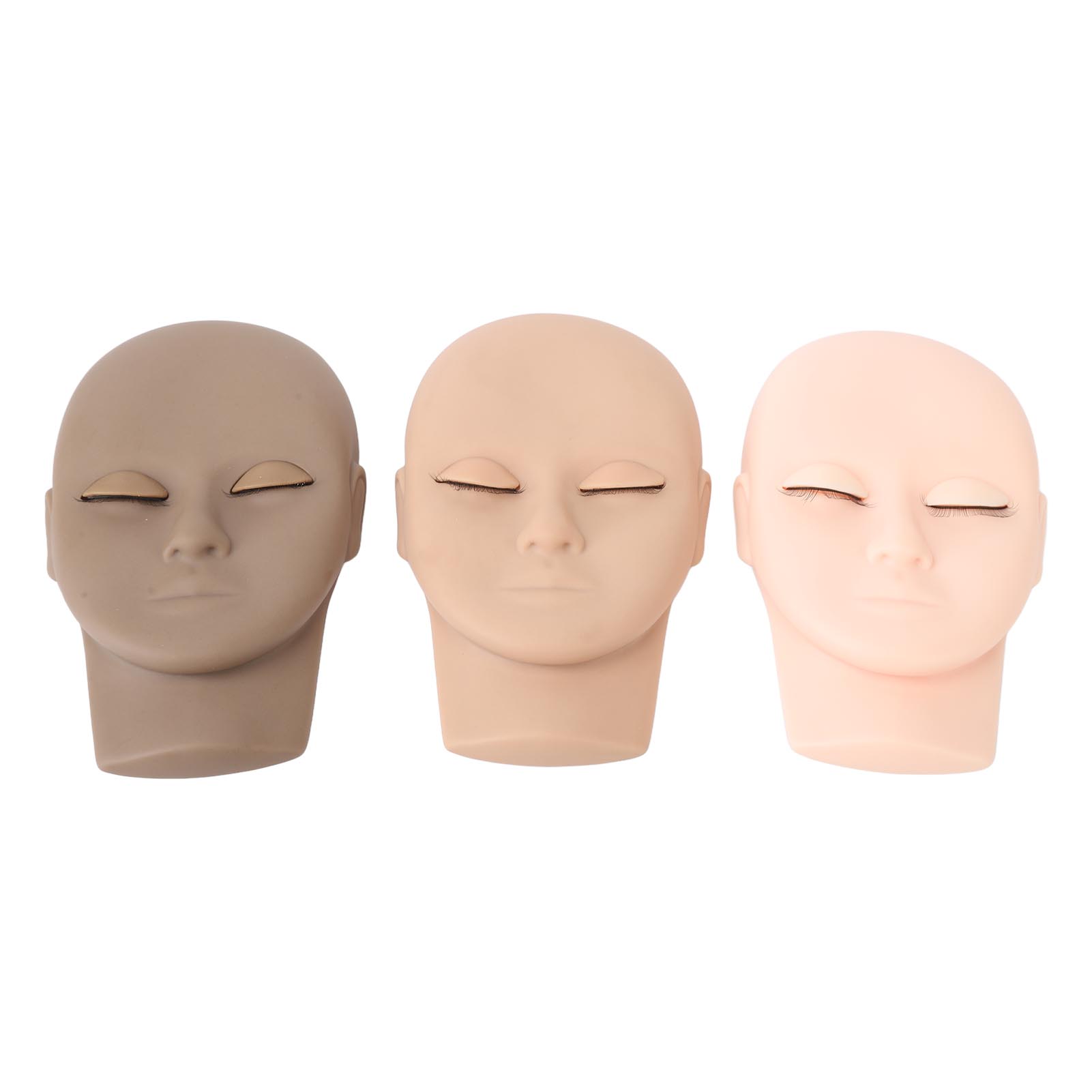 

3 шт. Манекен для лица с наращиванием ресниц, съемные веки, модель для макияжа, темно-коричневый светлый