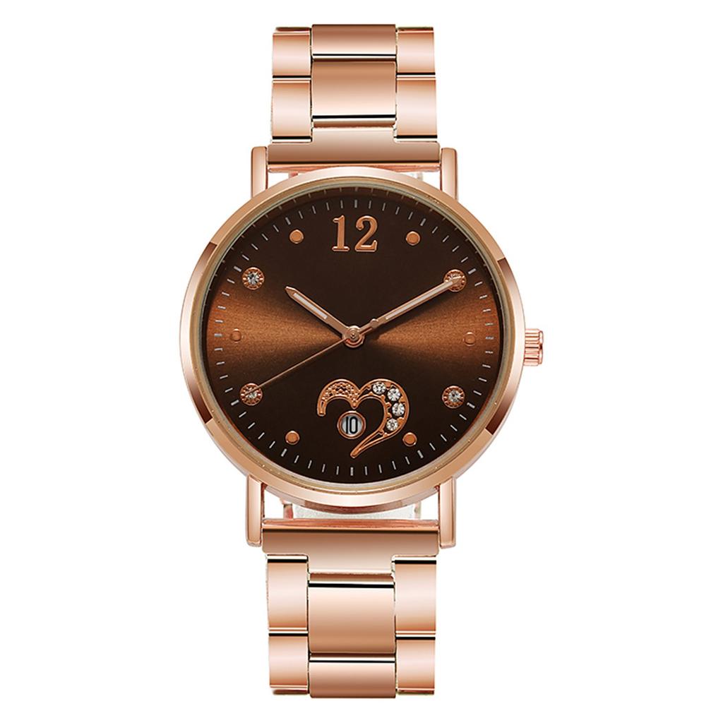 Ladies Temperament Luminous Steel Band Glass Alloy Quartz Watch