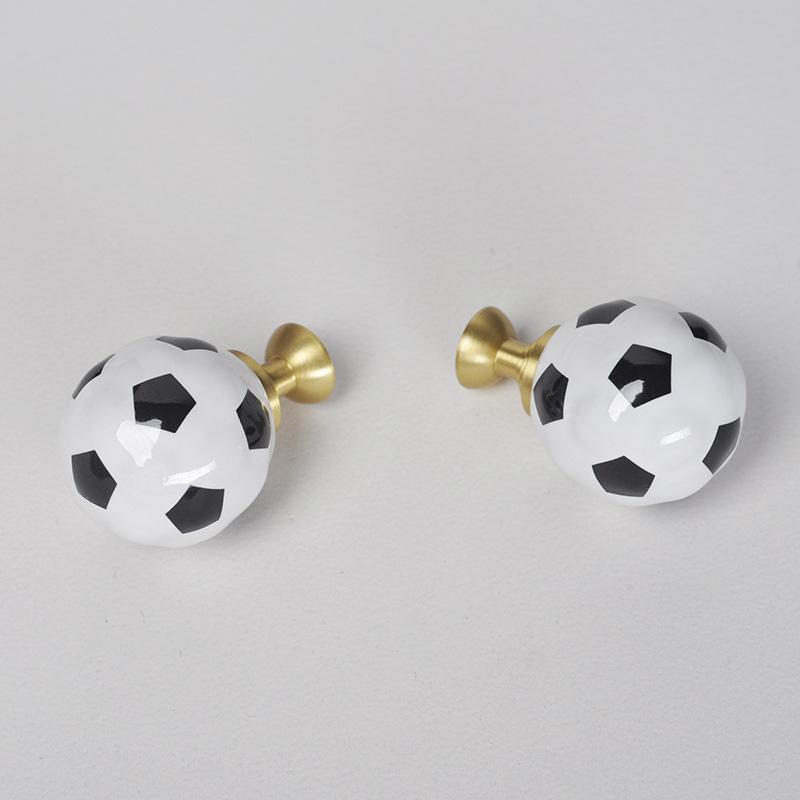 1PC Lovely Fashion Ceramic Handles  Cute Football Drawer Knobs Sport Style Cabinet Pulls