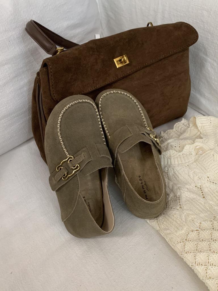 Retro Inner Height-increasing Birkenstocks Women's 2025 Spring and Autumn New Soft-soled Lazy One-pedal Loafers