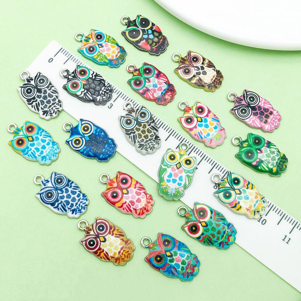 Colorful Owl Enamel Charms, 20pcs - Alloy Pendants for DIY Bracelets & Necklaces