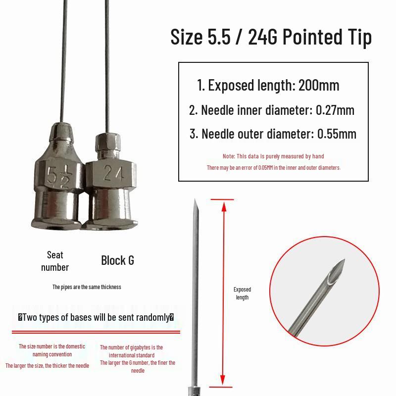 200mm Precision Stainless Steel Dispensing Needle with Pointed and Flat Tips