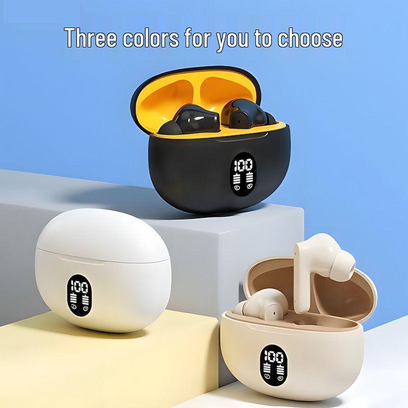 Bluetooth Earphones: Long Battery, Low Latency, In-Ear, Wireless with Digital Display for Smartphones