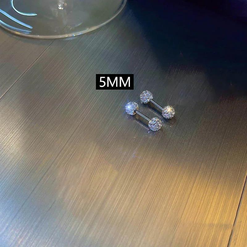 Trend Unisex Women Men Round Ball Crystal Zircon Studs Earrings Fashion Shiny Cartilage Piercing Jewelry Wholesale