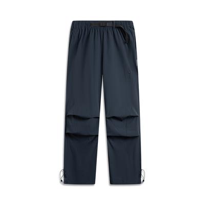 Li Ning Sports Trend Series Comfortable Solid Color Straight Loose Mid Waist Versatile Casual Pants Men Bottoms Deep-Blue AKXV303-1