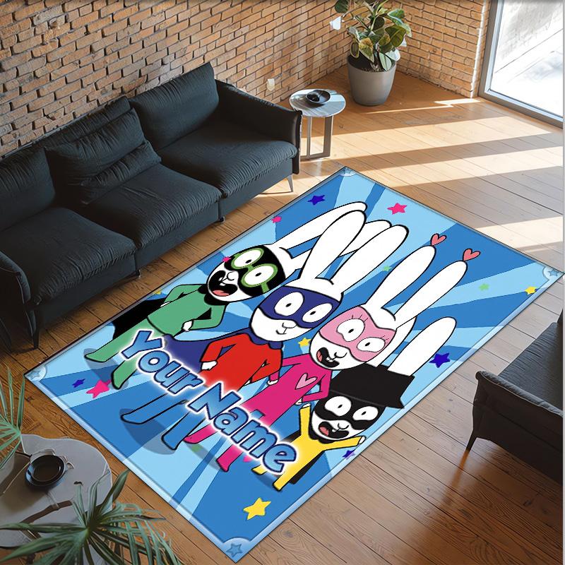 Tappeto in Cristallo di Velluto Personalizzato con Testo Nome, Tappeto Antiscivolo Simon Super Coniglio per Decorazione Domestica