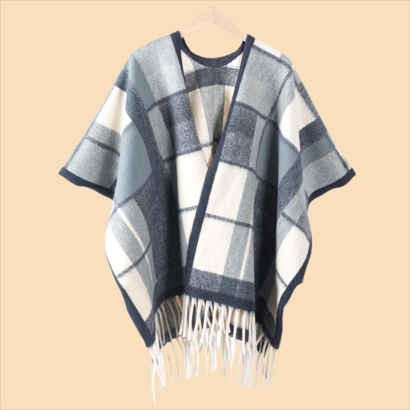 Simple ink painting shawl women with high-end fashion cape jacket autumn and winter high-end imitation cashmere scarf