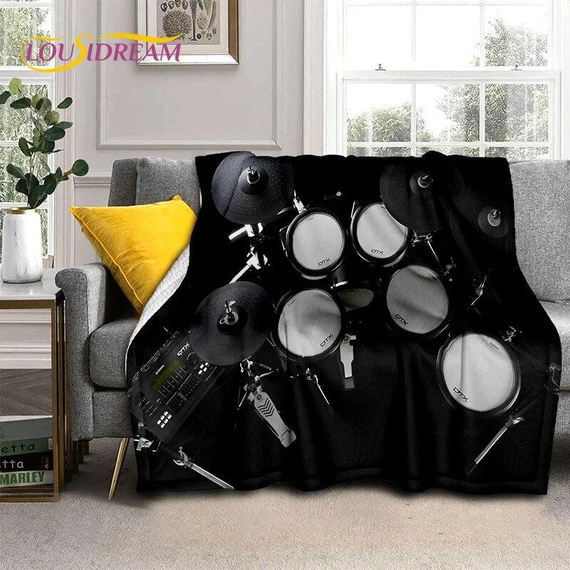 Drum Kit Music Instruments Drum Set Blanket,Soft Throw Blanket for Home Bedroom Bed Sofa Picnic Travel Office Cover Blanket Kid