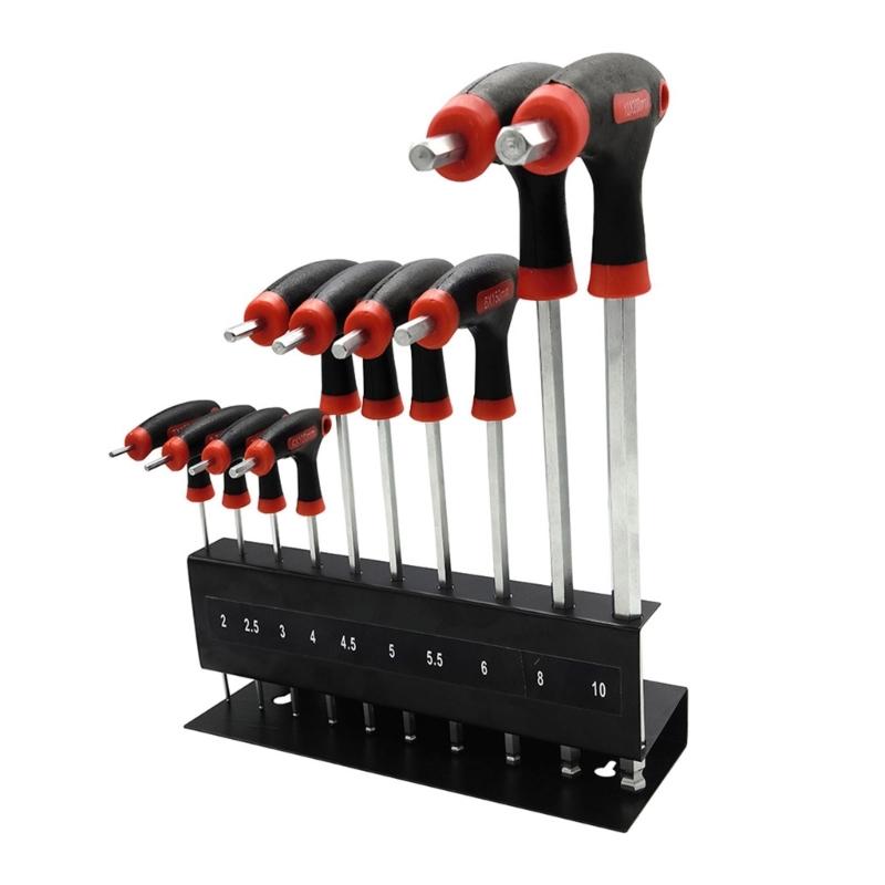 Extended Plastic Handle T Handle Hex Key and Star Wrench Set in Metal for Automotive Repair Tool