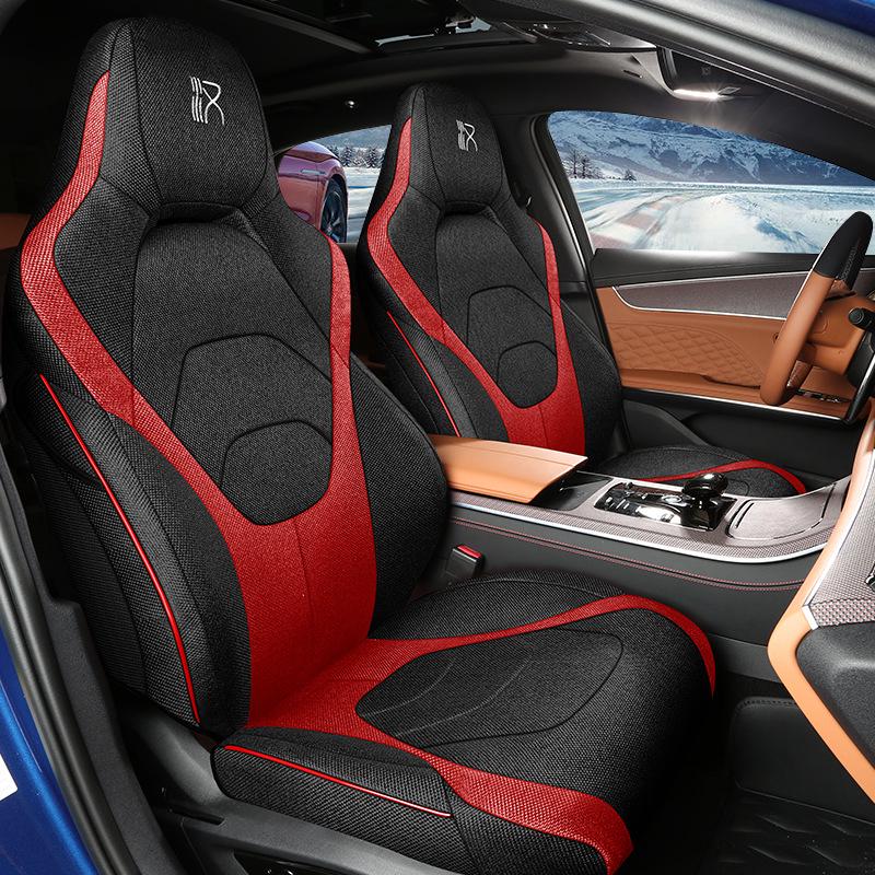 Breathable Linen Car Seat Cover for BYD Han: 5-Seater, All-Season, Full Surround Universal Cushion