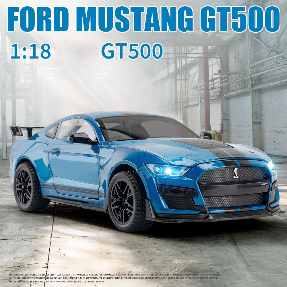 Stor størrelse 1/18 Fullskala Mustang GT500 legering støpt sportsbilmodell 4 dører åpningsbar metall kjøretøy Barn gutt leketøy gave display ornamenter