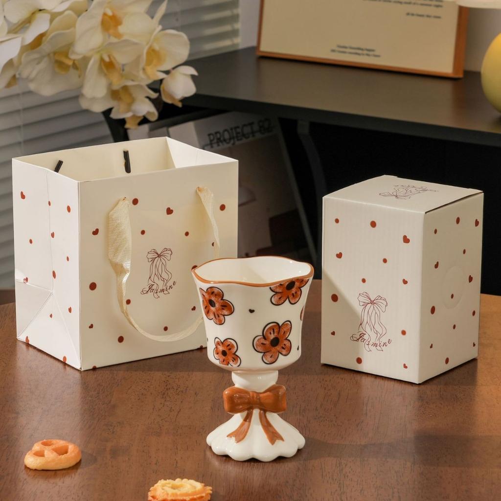 Retro ceramic water cup goblet birthday gift girls mug souvenir household high-value coffee cup