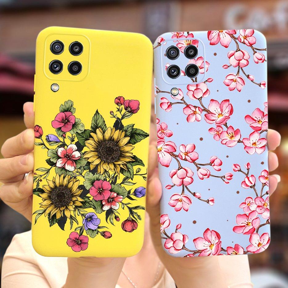 For Samsung Galaxy M32 Case Samsung M12 Soft Silicone Flower Phone Case For Samsung M32 M325F Cover Galaxy M 12 32 M12 TPU Funda
