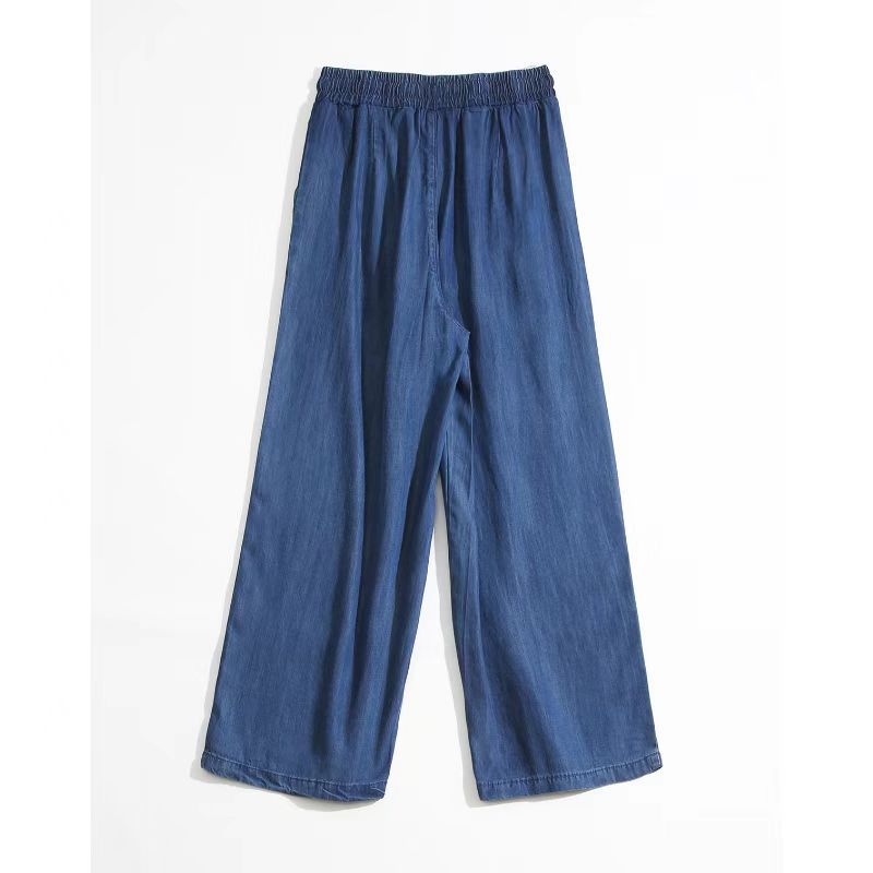 Damen Frühling und Sommer Hochtaillierte Drapierende Weiche Hosen Dünne Sektion Lässig Weitbeinige Jeans
