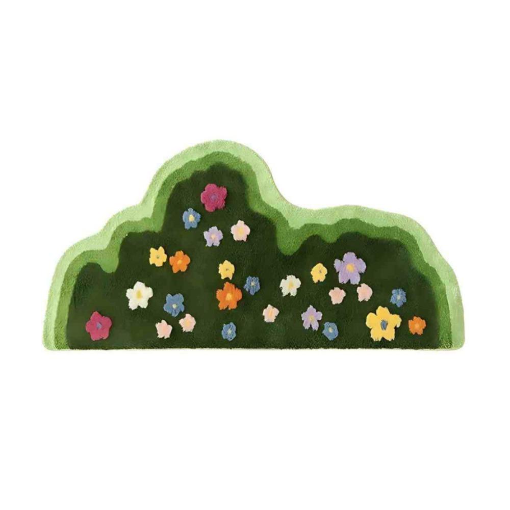 Non Slip Imitation Cashmere Carpet Irregular Bedside Carpet Home Decor Green Moss Rug  Bedroom